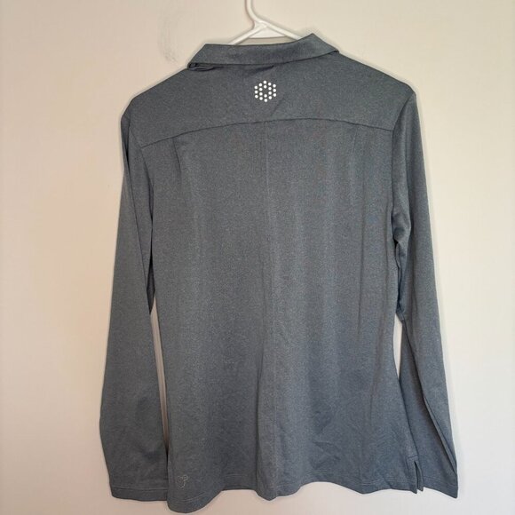 PUMA CELL NEW Collared Long Sleeve Polo Womens L Tradewinds Heather V-Neck Snaps - Picture 2 of 7